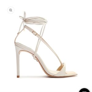 SCHUTZ Vikki White Leather Laced Heeled Sandal, size 7½